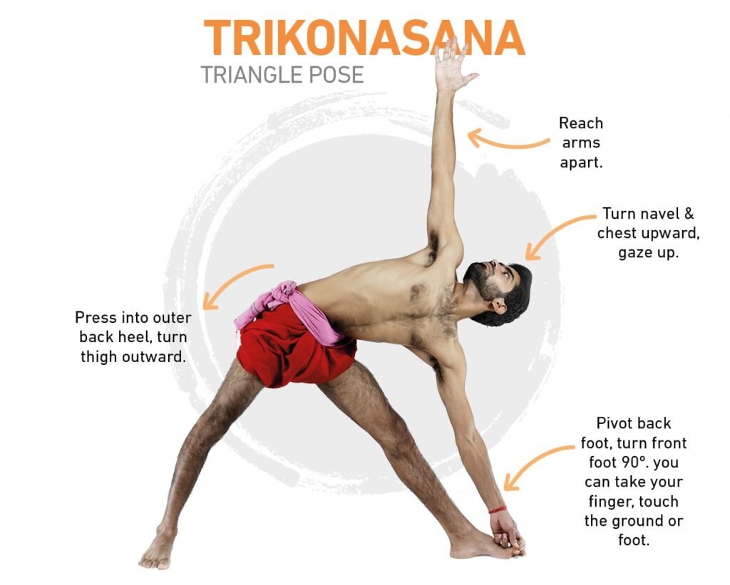 Man Performing Triangle Pose