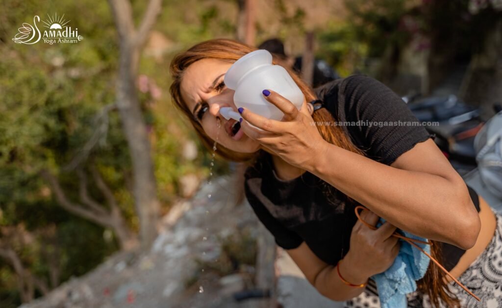 A Woman Performing Jalneti at Samadhi Yoga Ashram