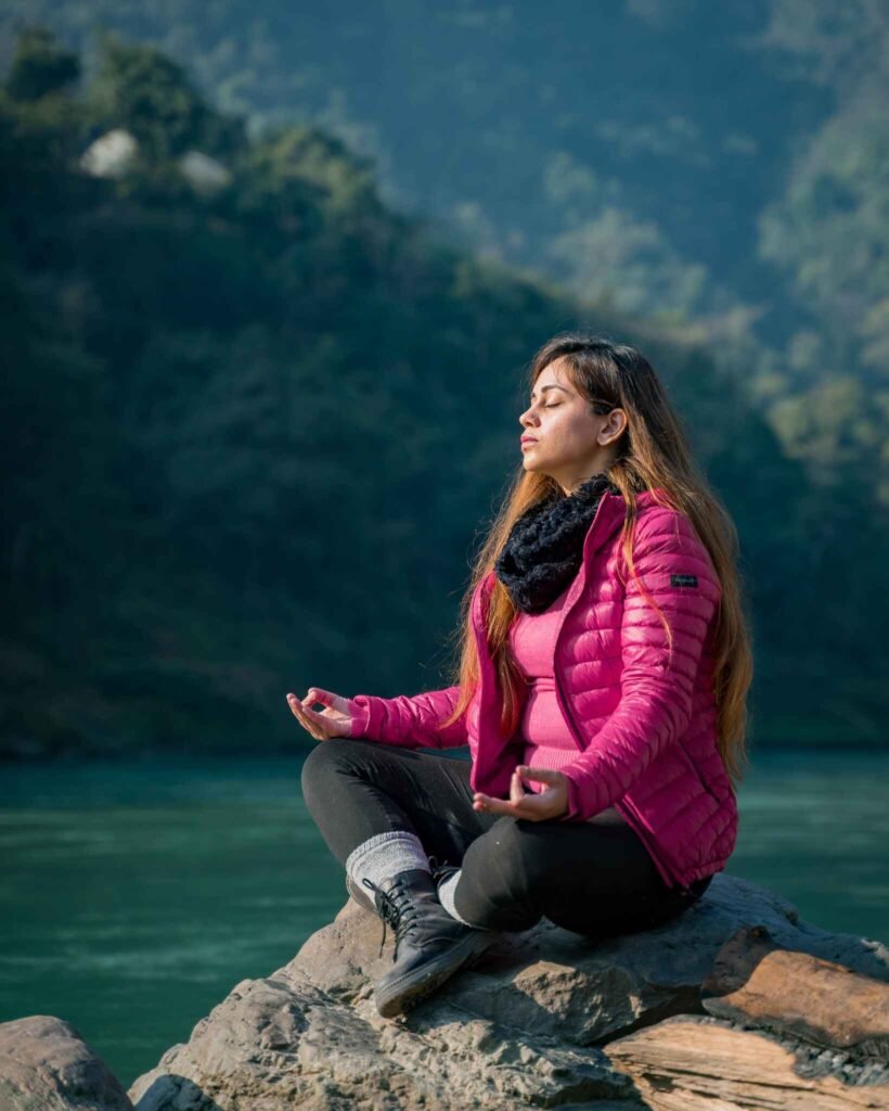 Woman Practicing kapalbhati Pranayama Woman Practicing kapalbhati Pranayama