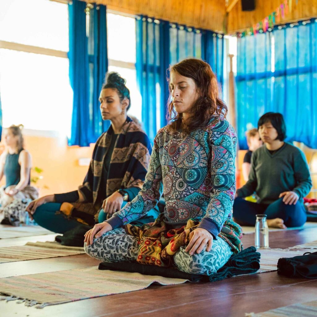Students Practicing Pranayama in their 200 Hours Yoga Teacher Training Class