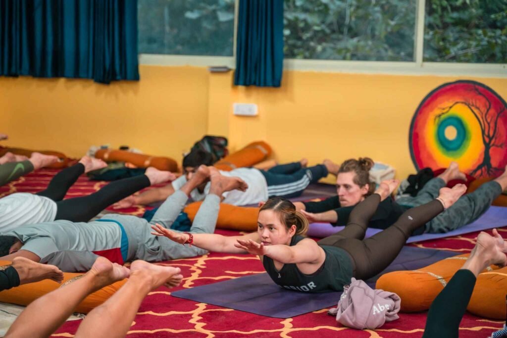 Students Practicing Yoga During Yoga Teacher Training At Samadhi Yoga Ashram