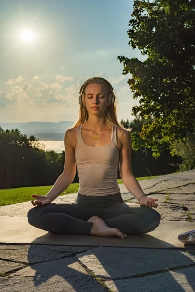 Woman meditating outdoors