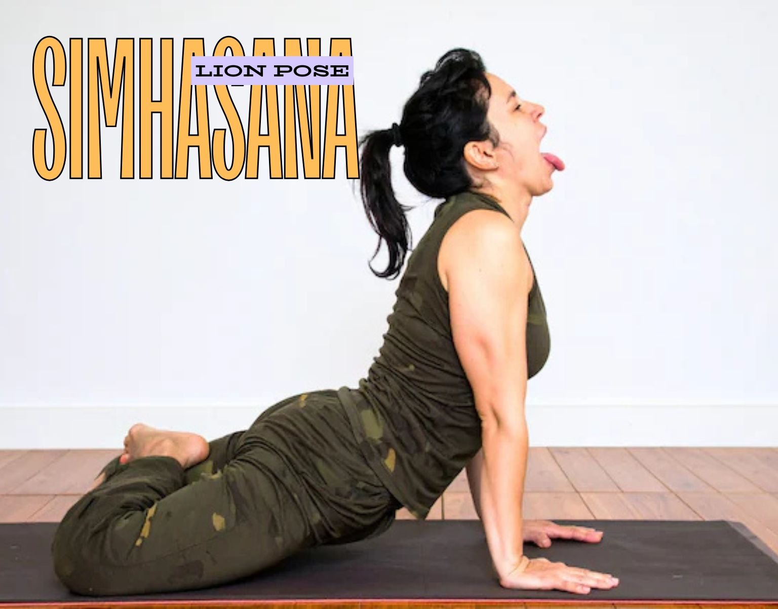 Simhasana student practicing Simhasana lion pose