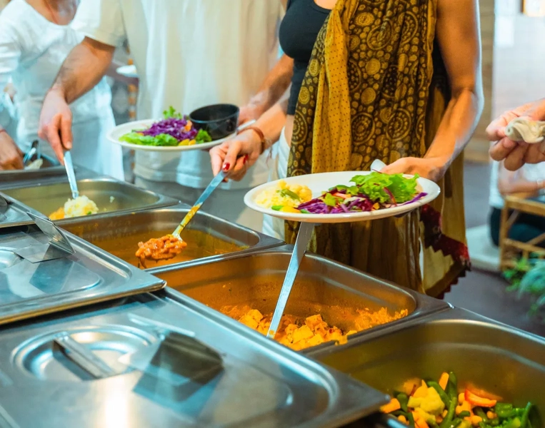 Sattvic vegetarian meal at Samadhi Yoga Ashram, Bali - view 3