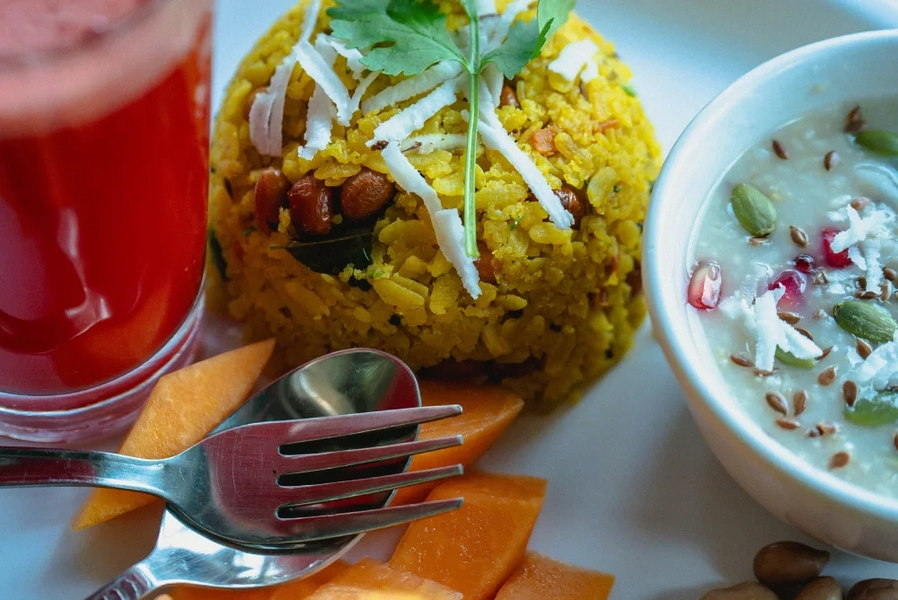 Sattvic vegetarian meal at Samadhi Yoga Ashram, Bali - view 4