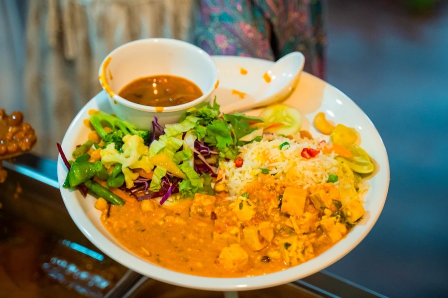 Sattvic vegetarian meal at Samadhi Yoga Ashram, Bali - view 1