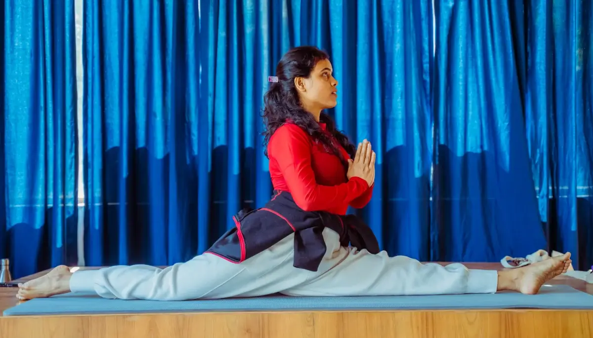 Online 300 Hour Yoga student practising at home
