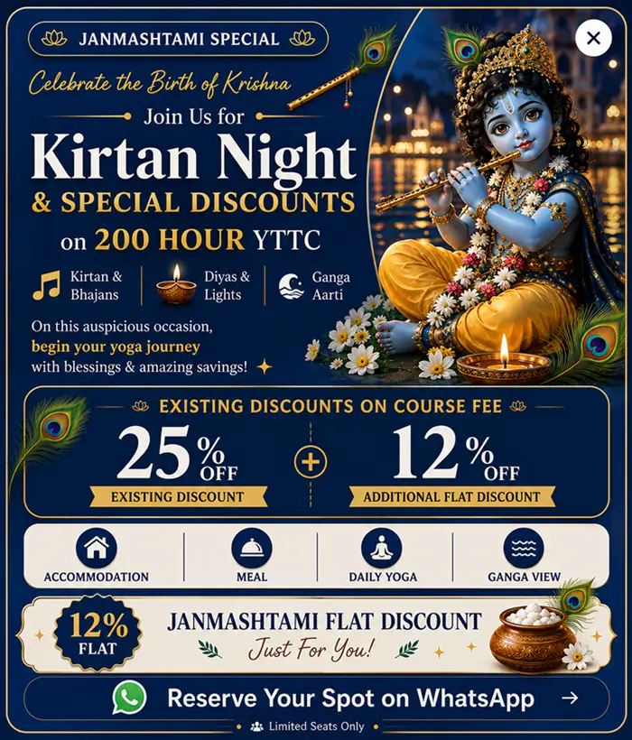 Janmashtami Special at Samadhi Yoga Ashram - Kirtan Night and extra discount on the 200 Hour Yoga Teacher Training